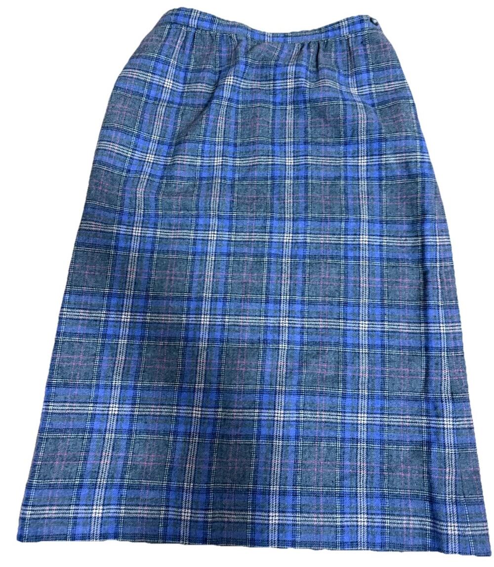 PENDLETON Women’s Virgin Wool Lined Midi Skirt Pockets Gray Lavender Blue Small